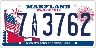 MD license plate 7AN3762