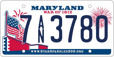 MD license plate 7AN3780