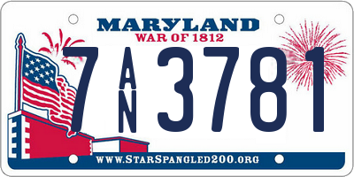 MD license plate 7AN3781