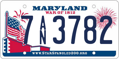 MD license plate 7AN3782