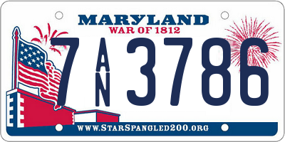 MD license plate 7AN3786