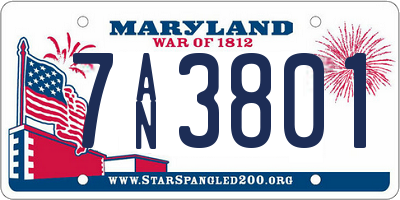 MD license plate 7AN3801