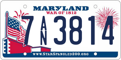 MD license plate 7AN3814