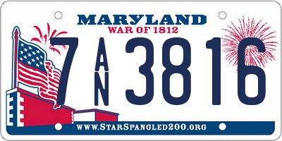 MD license plate 7AN3816