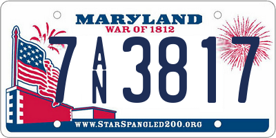 MD license plate 7AN3817
