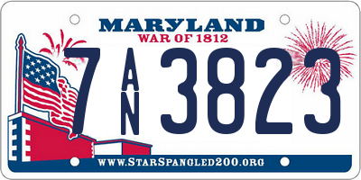MD license plate 7AN3823