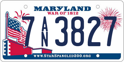 MD license plate 7AN3827