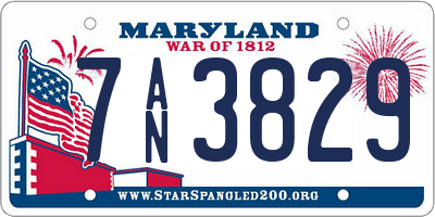 MD license plate 7AN3829