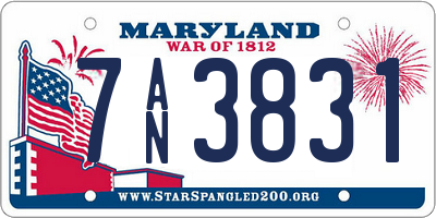 MD license plate 7AN3831