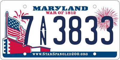MD license plate 7AN3833