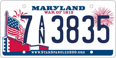 MD license plate 7AN3835