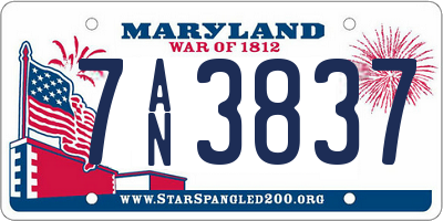 MD license plate 7AN3837