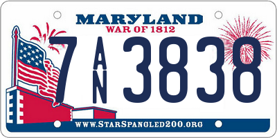 MD license plate 7AN3838