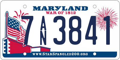 MD license plate 7AN3841