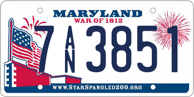 MD license plate 7AN3851