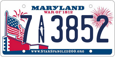MD license plate 7AN3852
