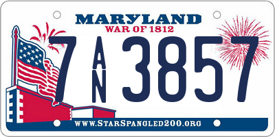 MD license plate 7AN3857