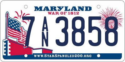 MD license plate 7AN3858