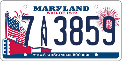 MD license plate 7AN3859