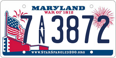 MD license plate 7AN3872