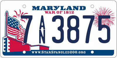 MD license plate 7AN3875