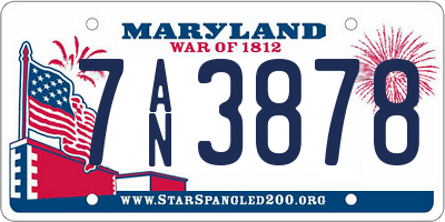 MD license plate 7AN3878
