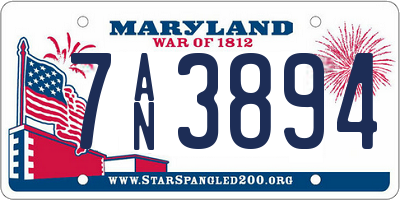 MD license plate 7AN3894