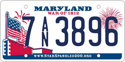 MD license plate 7AN3896