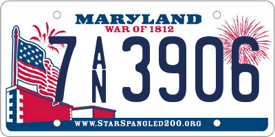 MD license plate 7AN3906