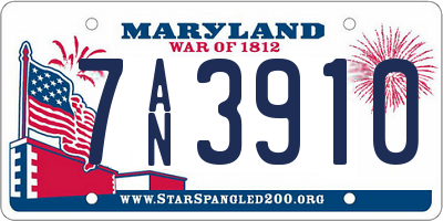 MD license plate 7AN3910