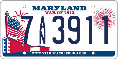 MD license plate 7AN3911
