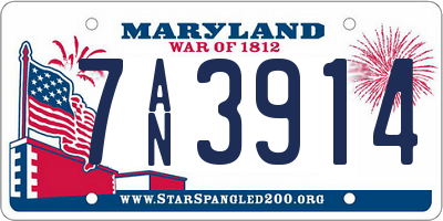 MD license plate 7AN3914