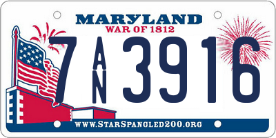 MD license plate 7AN3916