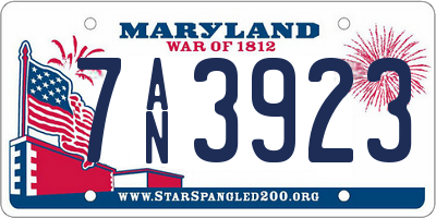 MD license plate 7AN3923