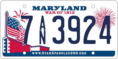 MD license plate 7AN3924
