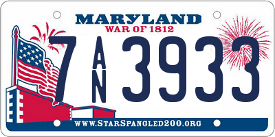 MD license plate 7AN3933