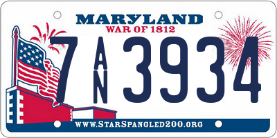 MD license plate 7AN3934