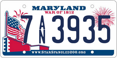 MD license plate 7AN3935