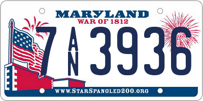 MD license plate 7AN3936