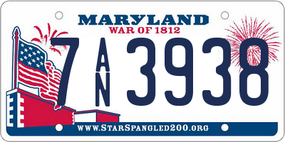 MD license plate 7AN3938