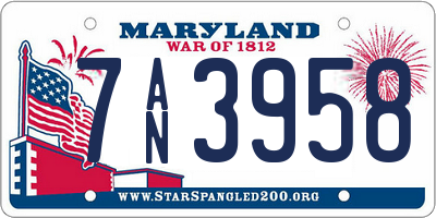 MD license plate 7AN3958