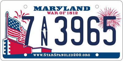 MD license plate 7AN3965