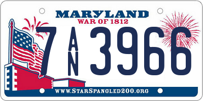 MD license plate 7AN3966