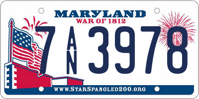 MD license plate 7AN3978