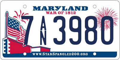 MD license plate 7AN3980