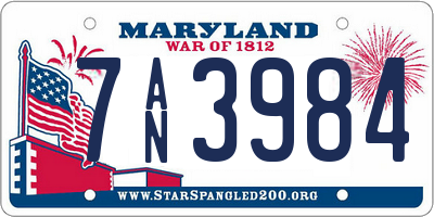MD license plate 7AN3984