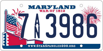 MD license plate 7AN3986