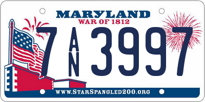 MD license plate 7AN3997