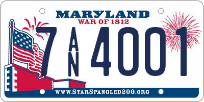 MD license plate 7AN4001