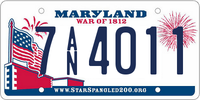 MD license plate 7AN4011